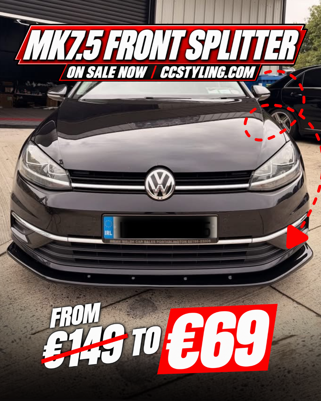Volkswagen Golf MK7.5 Front Splitter — €149 reduced to €69, on sale now